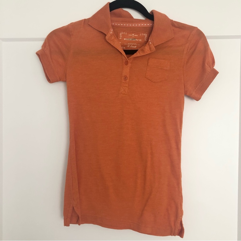 Mossimo Orange Fitted Short Sleeve Cotton Polo Shirt Top XS X-Small